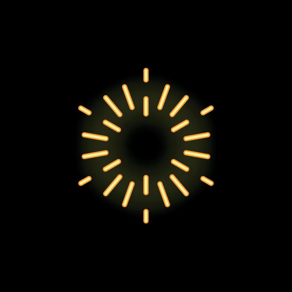 Neon sunburst shining bright on dark background vector