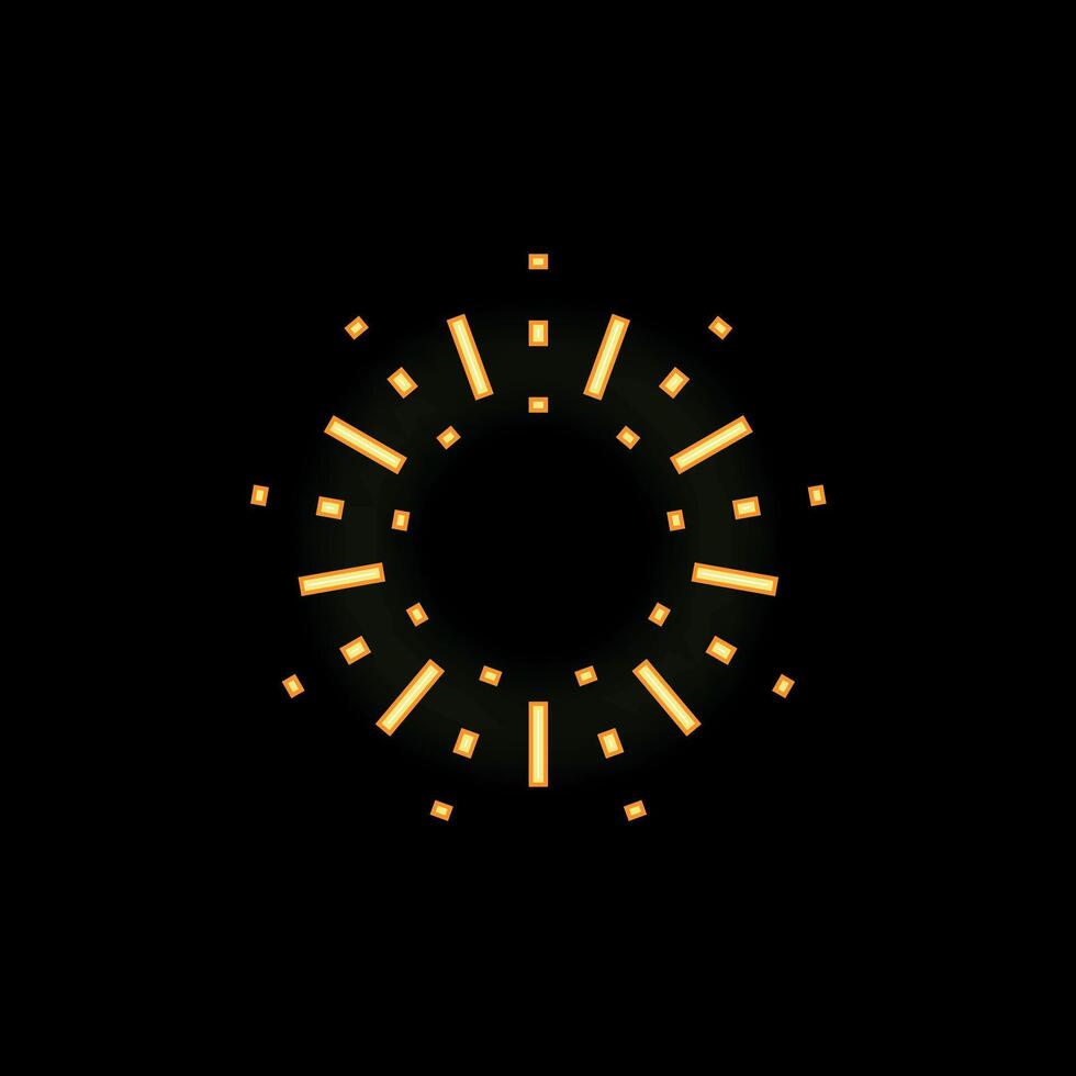 Abstract circular shape spreading light beams on black background vector
