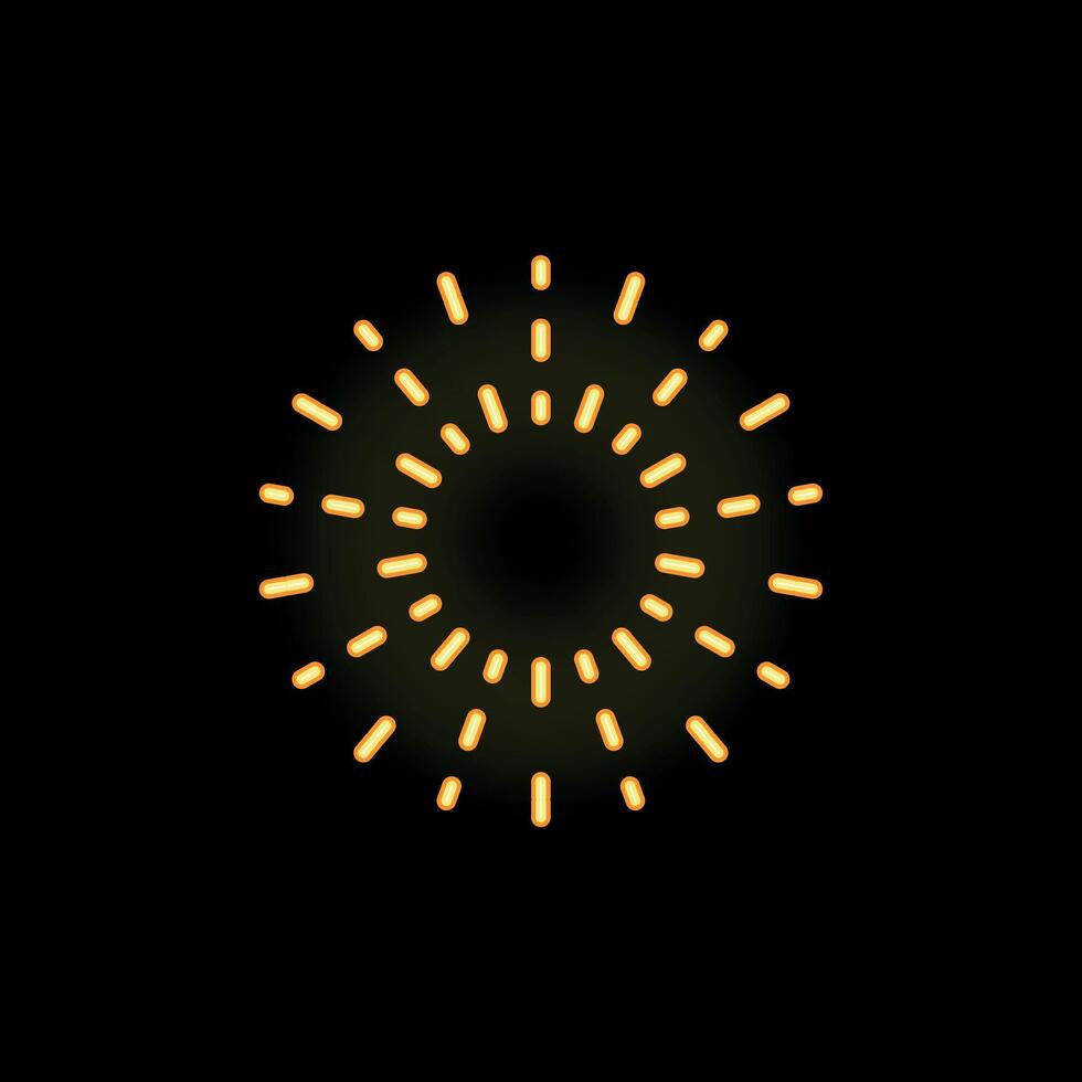 Neon yellow sun shining bright on black background vector