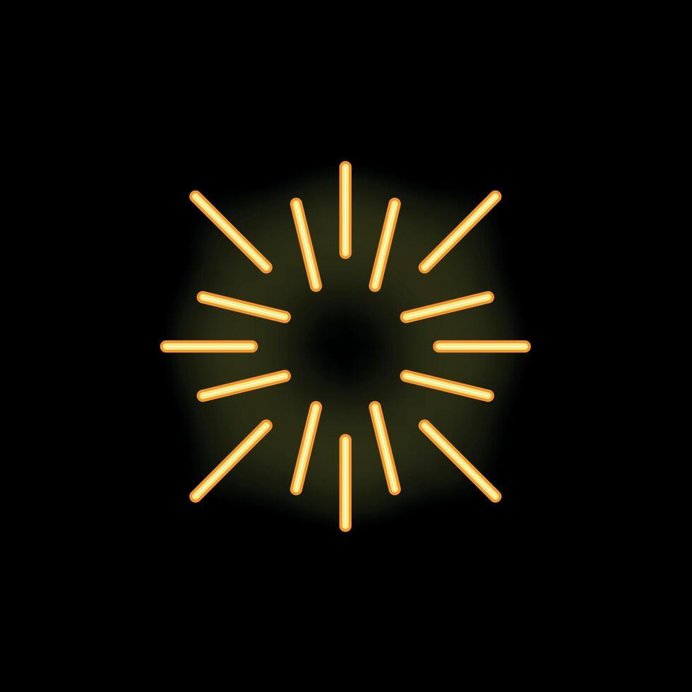 Neon light is shining with rays around on a black background vector