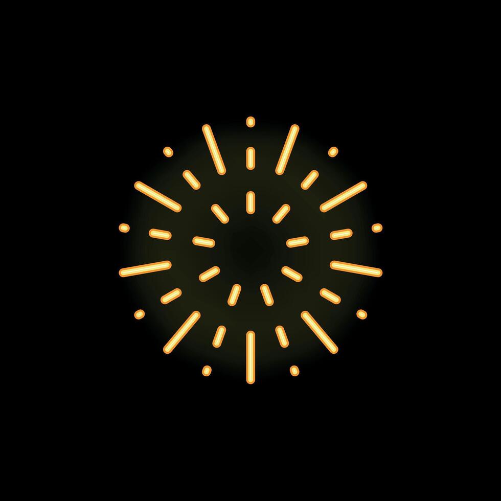 Neon style fireworks exploding in night sky vector