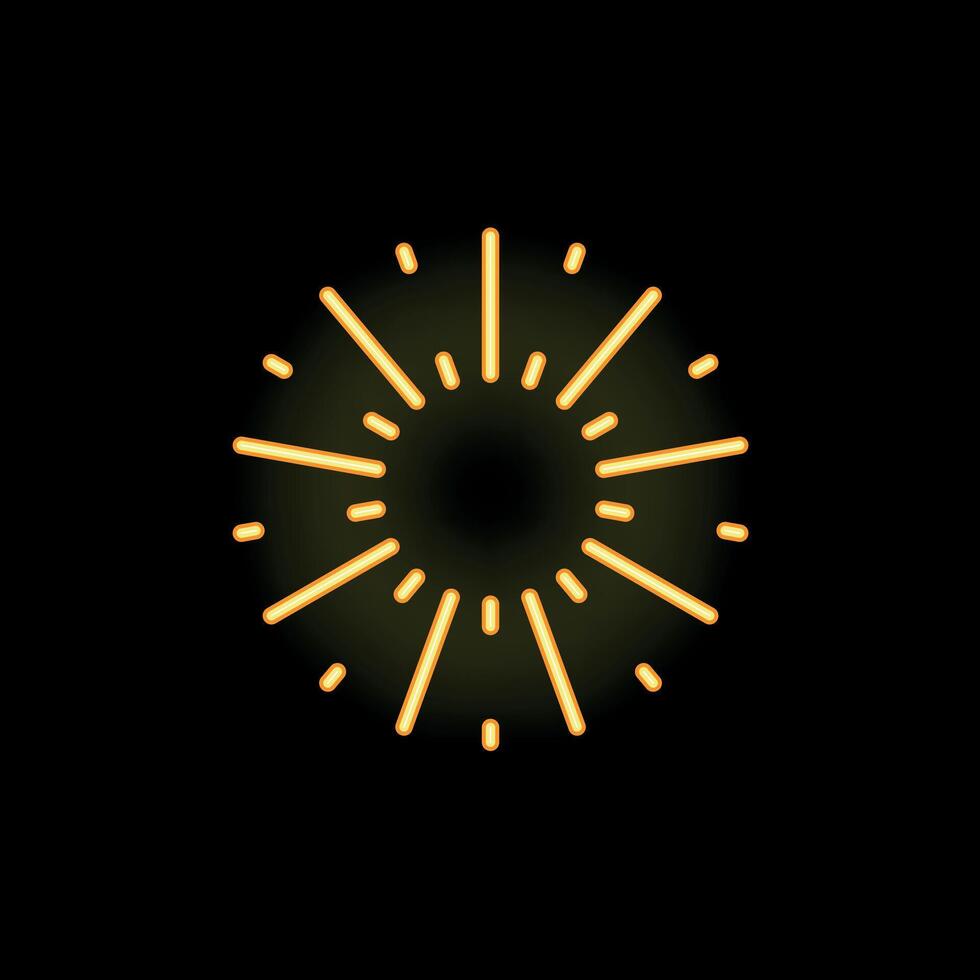 Bright neon sun shining on a black background vector