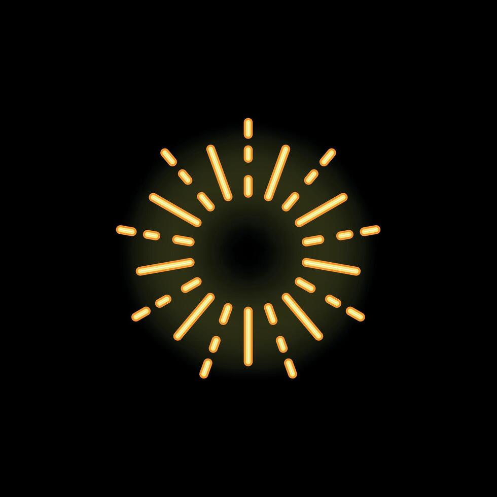 Neon light radiating from central circle on black background vector
