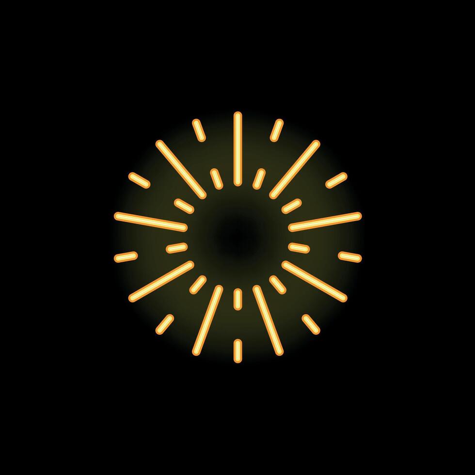 Neon sun bursts from center with bright yellow rays vector