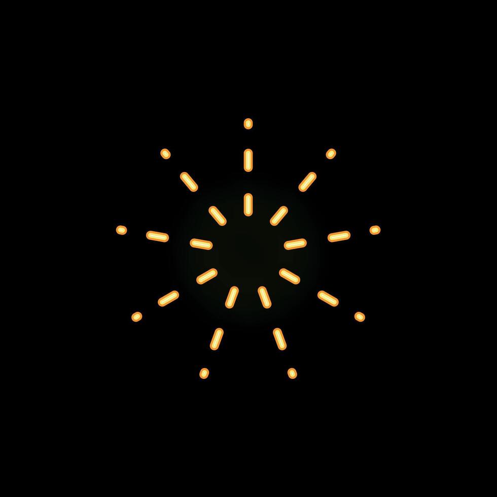Yellow neon firework exploding on black background vector