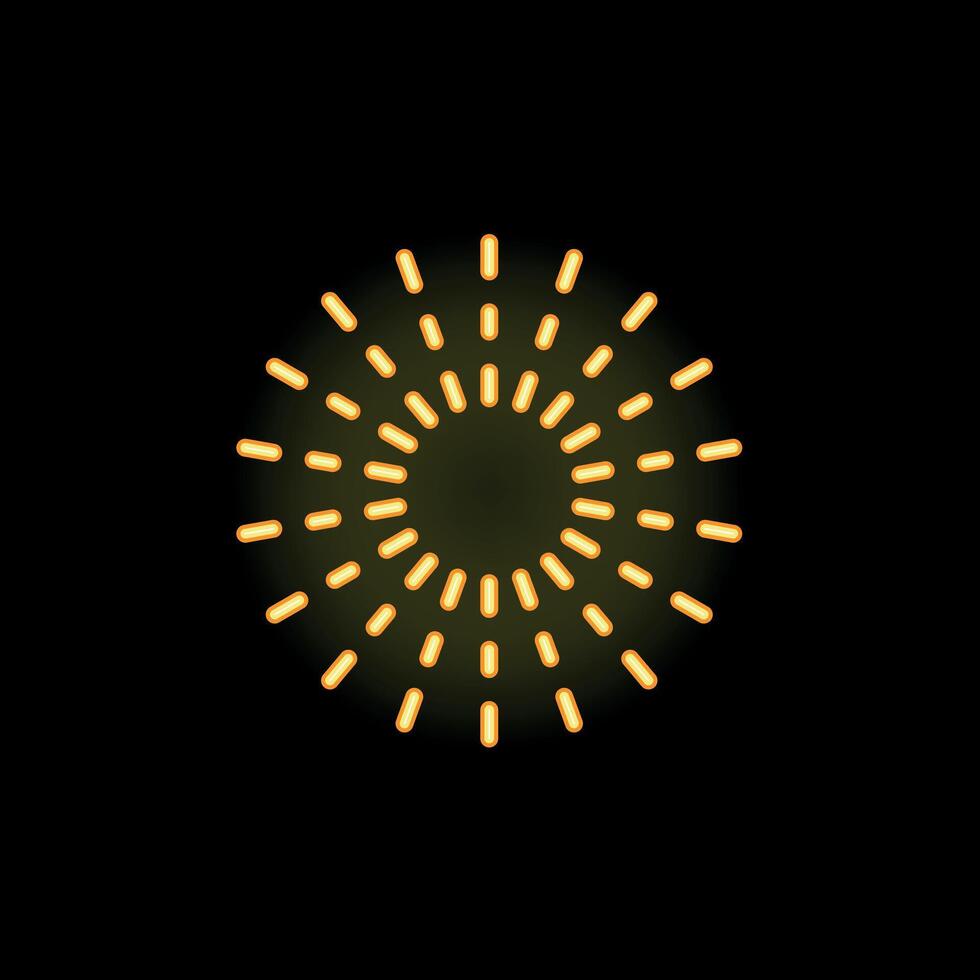 Neon yellow sun shining bright on a black background vector