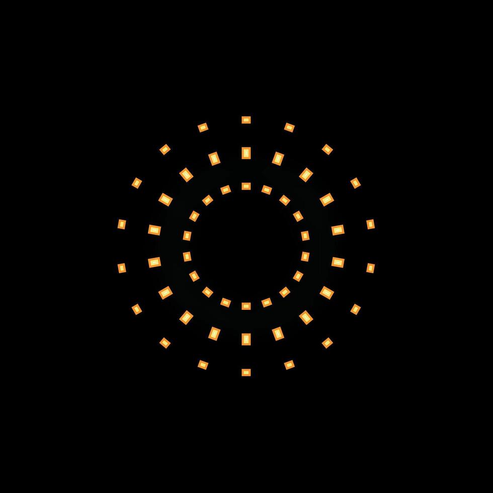 Golden squares forming concentric circles on black background vector