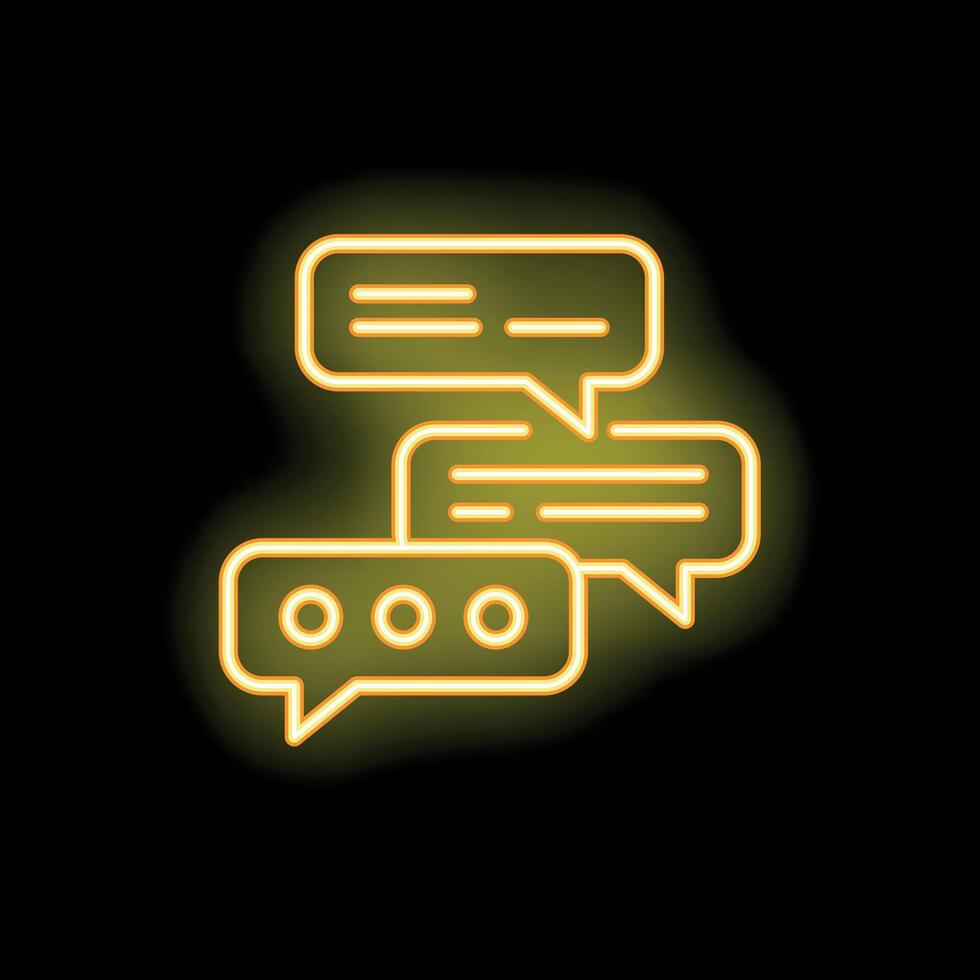 Neon speech bubbles showing online communication on black background vector