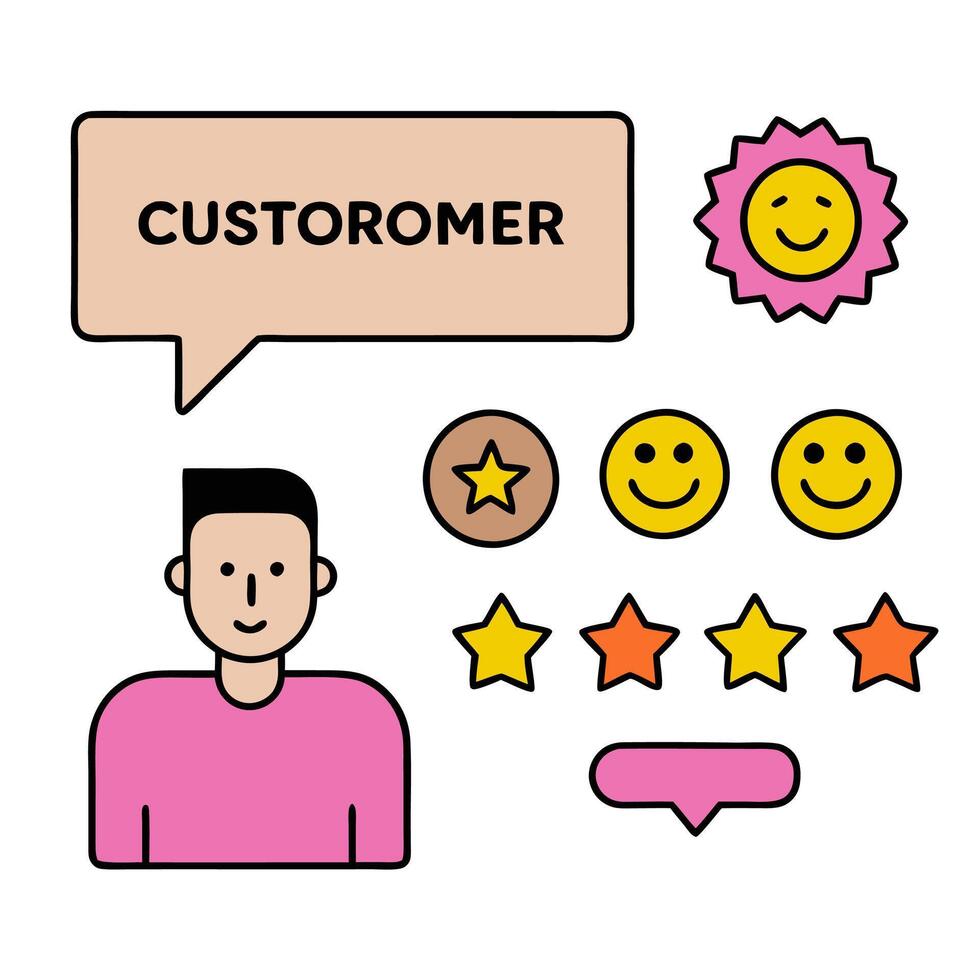 Customer satisfaction icon with copy space on white background concept as A illustration of a customer satisfaction icon with ample copy space on a white vector