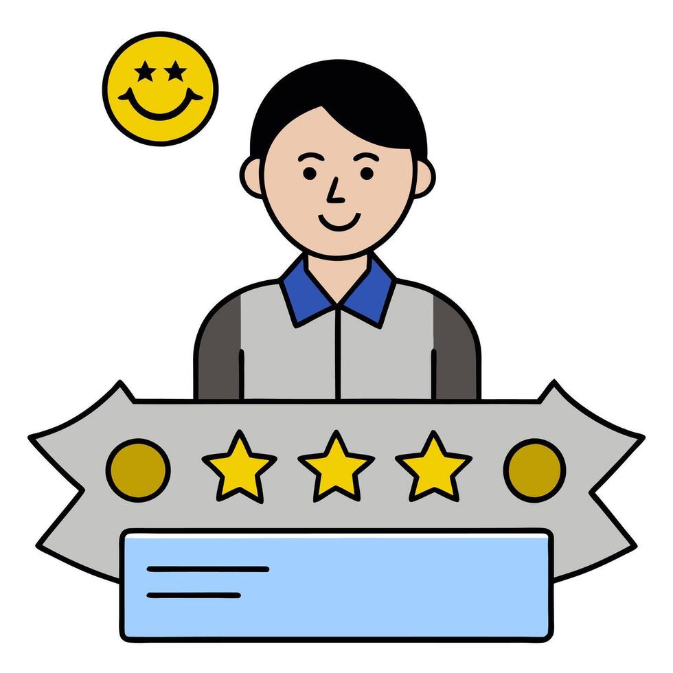 Customer satisfaction icon with copy space on white background concept as A illustration of a customer satisfaction icon with ample copy space on a white vector