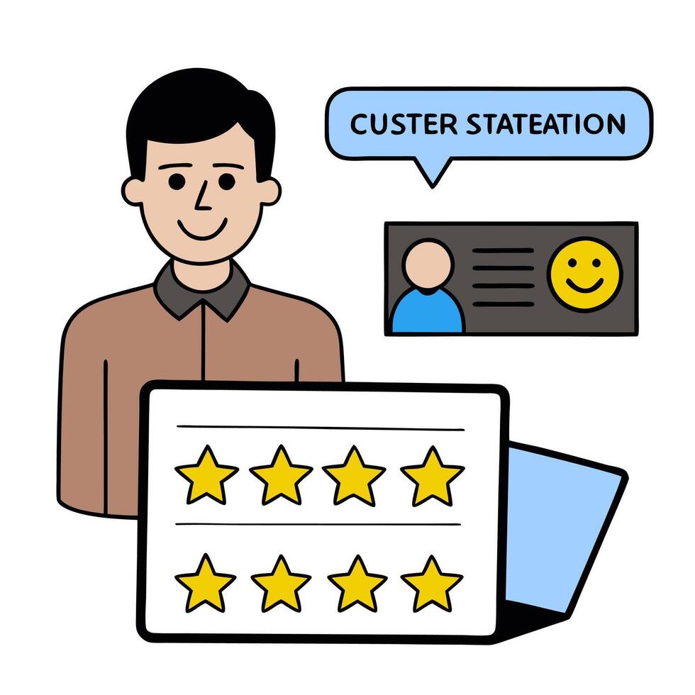 Customer satisfaction icon with copy space on white background concept as A illustration of a customer satisfaction icon with ample copy space on a white vector