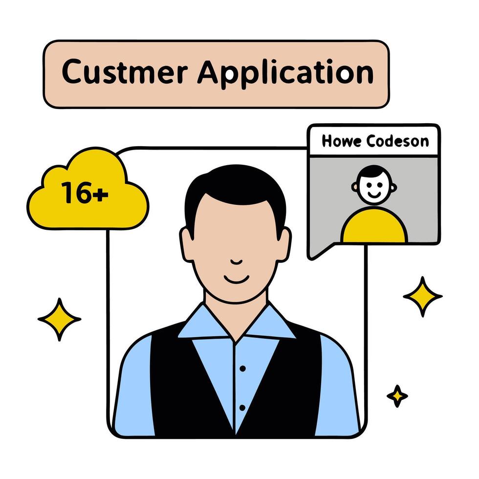 Customer application icon with copy space on white background concept as A illustration of a customer application icon with ample copy space on a white ba vector