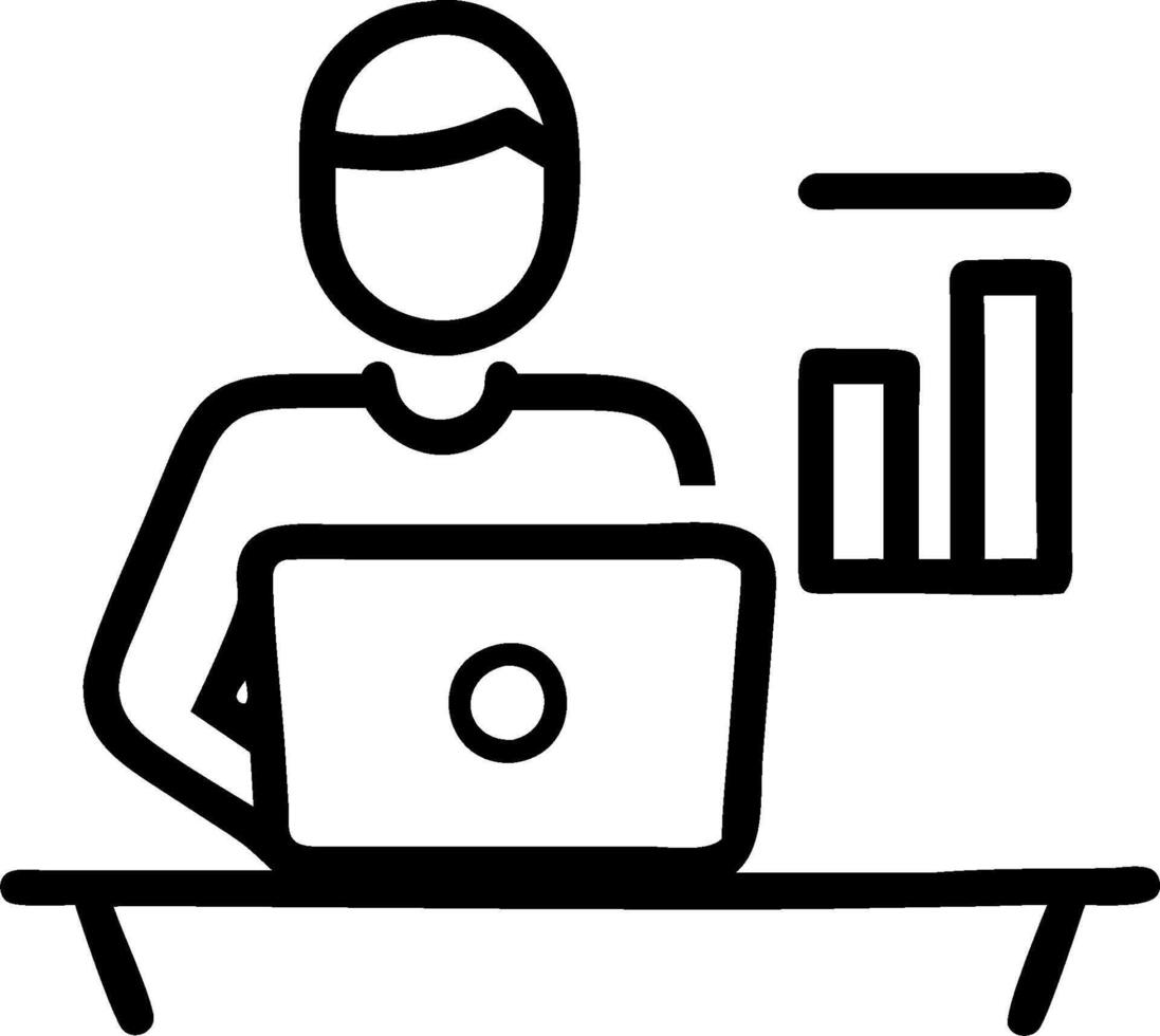 as Business consultant analyzing financial data concept as A illustration of a business consultant in an office analyzing financial data on a laptop highlighting e vector