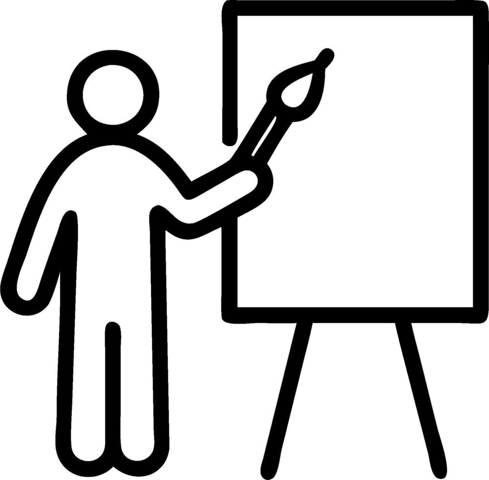 Artist with a paintbrush and a canvas illustrating creativity and art with space for writing. concept as An artist holding a paintbrush and a blank canvas demons vector