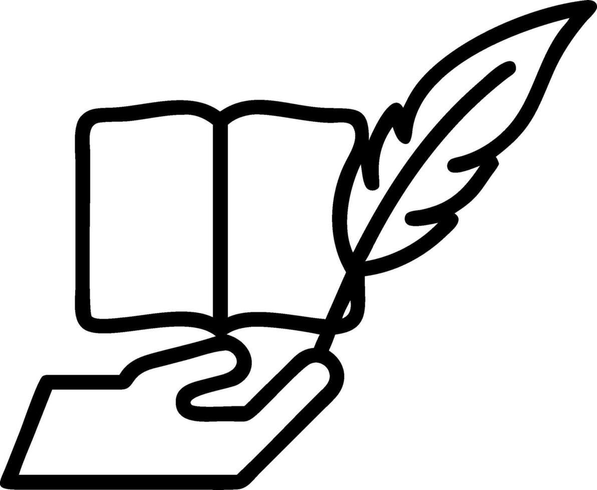 Author with a quill and a blank book symbolizing dreams of literary success with room for writing. concept as An author holding a quill and a blank book represen vector