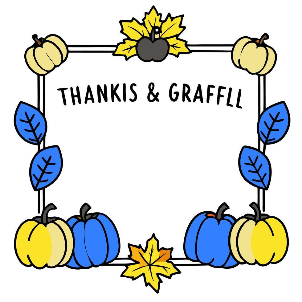 Autumn Harvest Border with Apples and Thankful Grateful Wording concept as A beautifully illustrated border frame featuring apples pumpkins and autumn leaves s vector