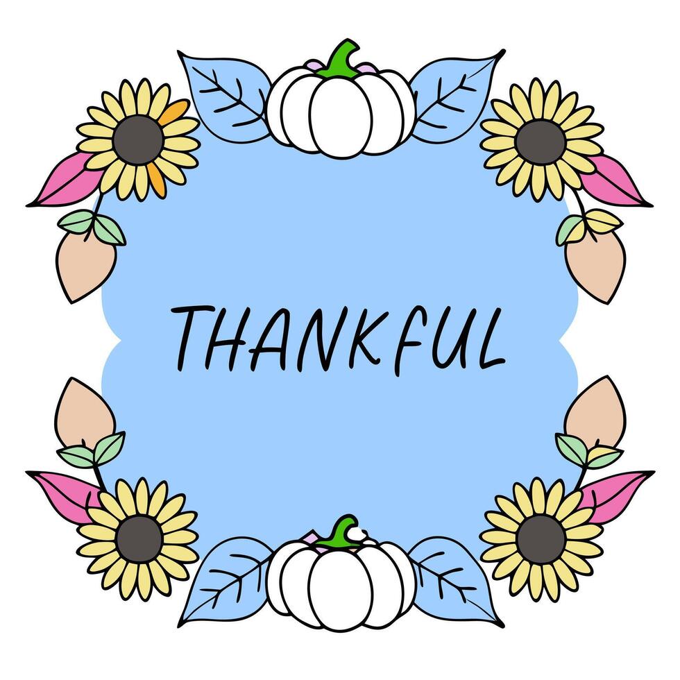 Autumn Harvest Border with Apples and Thankful Grateful Wording concept as A beautifully illustrated border frame featuring apples pumpkins and autumn leaves s vector