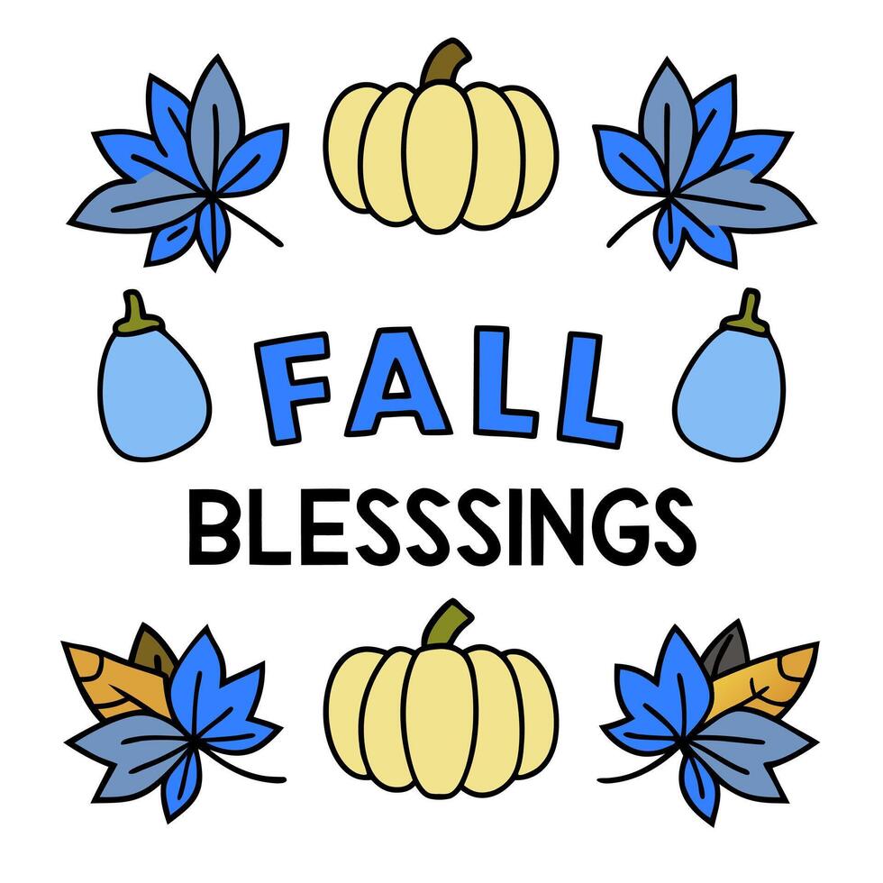 Autumn Leaves Border with Pumpkins and Fall Blessings Wording concept as A beautifully designed border frame featuring a variety of autumn leaves and pumpkins. T vector
