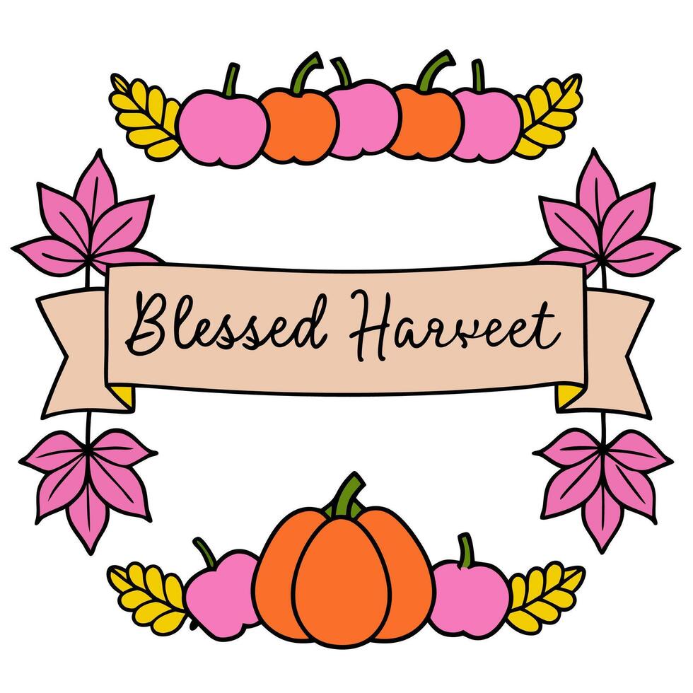 Autumn Garland Border with Gourds and Give Thanks Wording concept as A beautifully designed border frame featuring an autumn garland made of gourds leaves and be vector