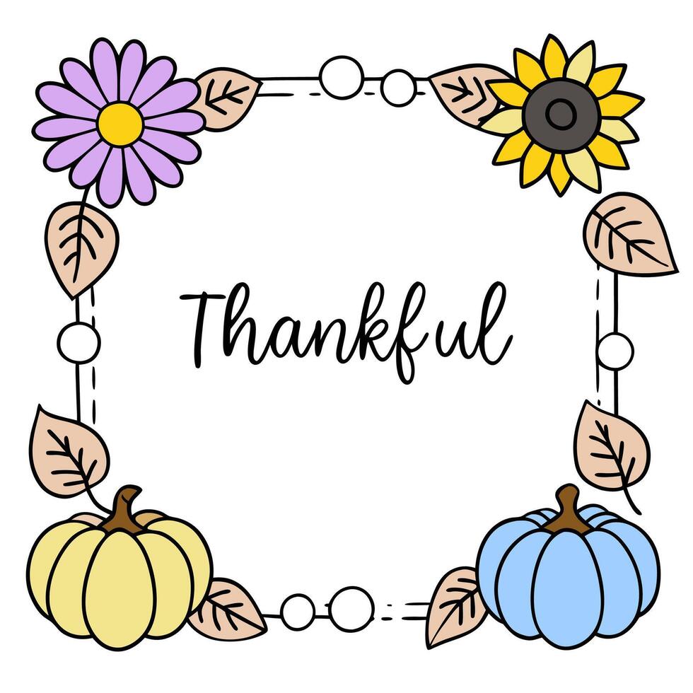 Autumn Harvest Border with Apples and Thankful Grateful Wording concept as A beautifully illustrated border frame featuring apples pumpkins and autumn leaves s vector