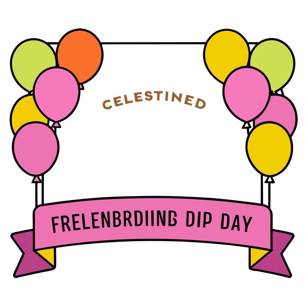 Balloons and Streamers Border with Celebrating Friendship Wording concept as A festive border frame featuring balloons and streamers symbolizing the joy and cele vector