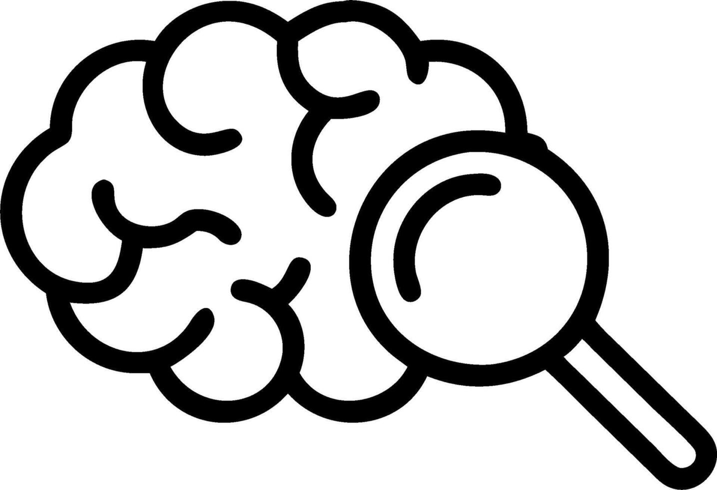 Brain and Magnifying Glass concept as A brain with a magnifying glass and ample copy space symbolizing analysis and deep thinking. in Photo Stock Concept vector