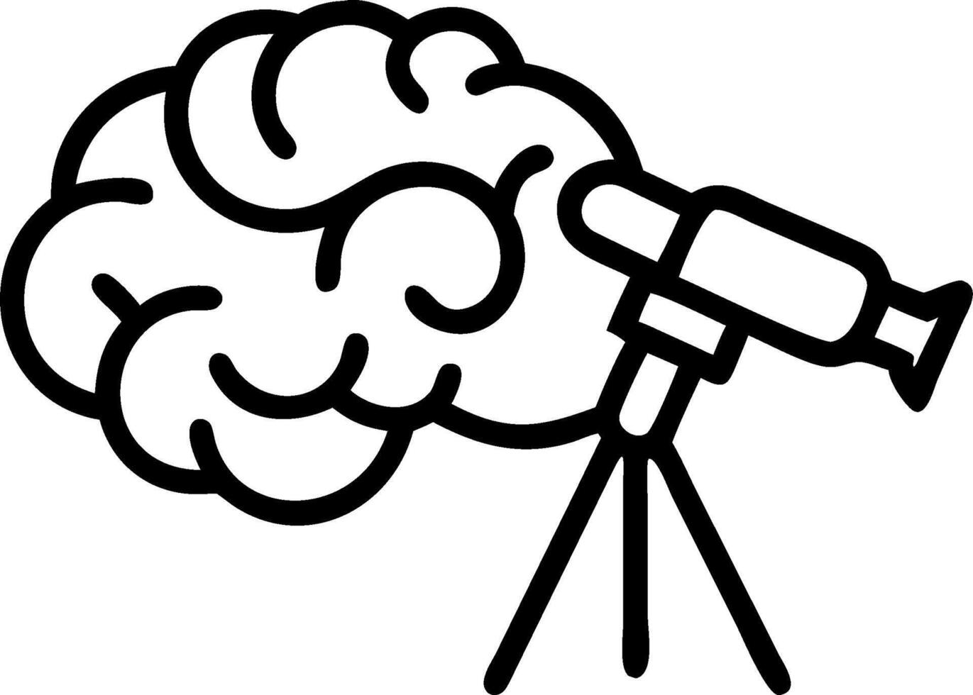 Brain and Telescope concept as A brain with a telescope and ample copy space symbolizing forward thinking and exploration. in Photo Stock Concept vector
