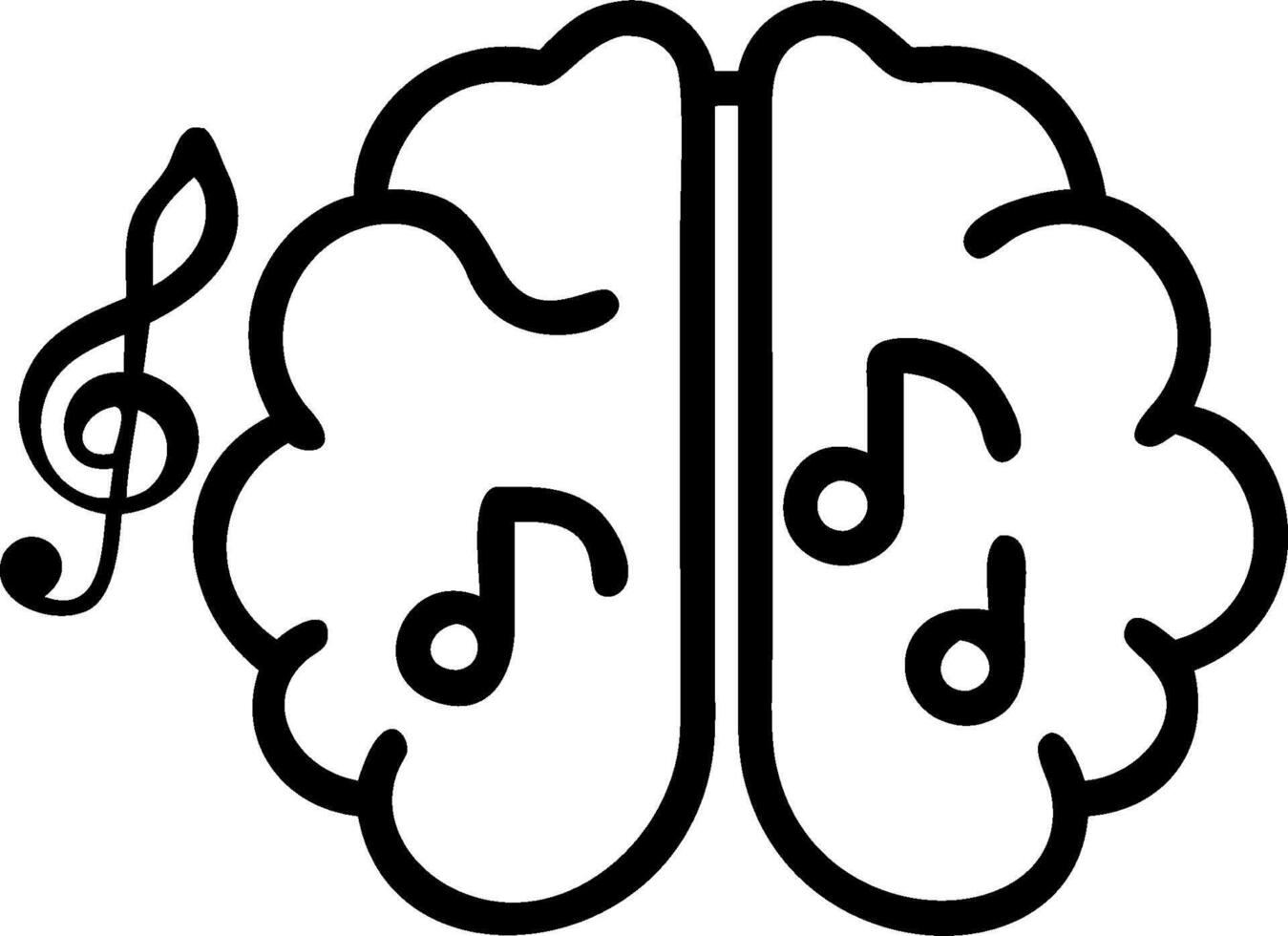Brain and Musical Notes concept as A brain with musical notes and ample copy space symbolizing creative thinking and auditory processes. in Photo Stock Concept vector