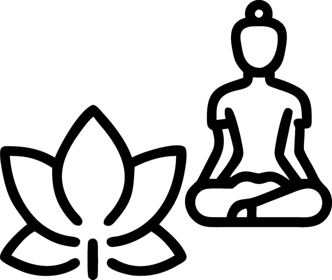 Buddha statue and lotus flower icon with copy space on white background concept as A illustration of a Buddha statue and lotus flower icon with ample copy vector