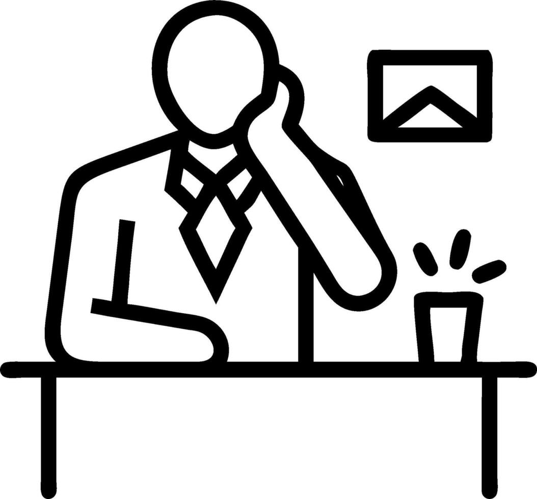 Businessman sitting alone at a conference table looking stressed concept as A businessman in formal attire sitting alone at a large conference table hands on his vector