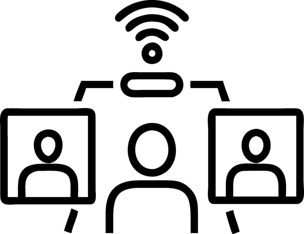 Business team in a hybrid meeting with onsite and remote participants concept as A business team in a conference room conducting a hybrid meeting with both onsit vector