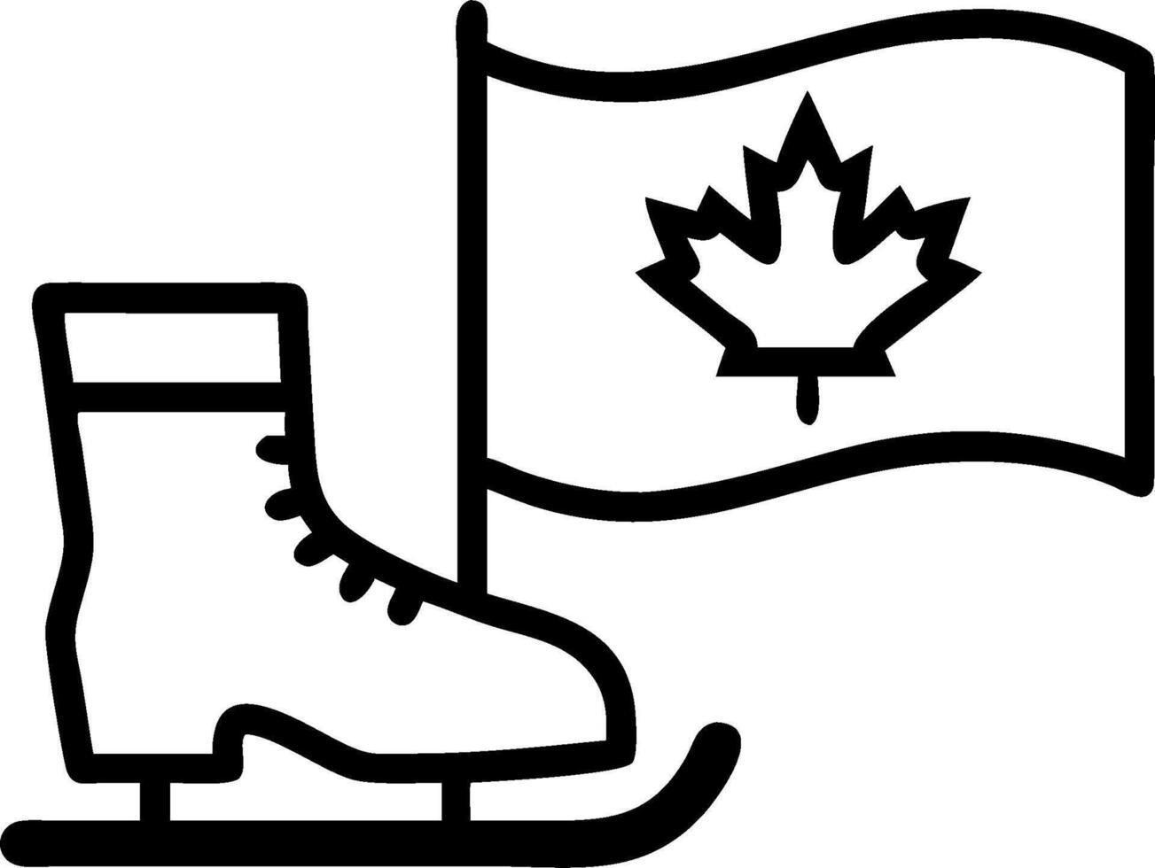 Canadian flag and an ice skate symbolizing winter sports with ample space for text. concept as A Canadian flag next to an ice skate representing the excitement o vector