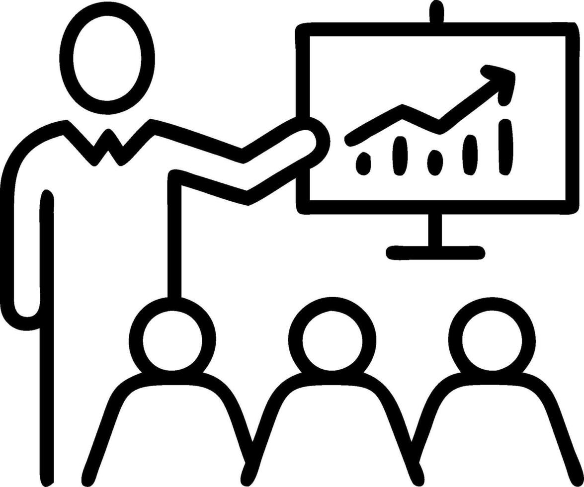 CEO discussing stock valuation strategies with executives concept as A CEO in a boardroom discussing stock valuation strategies with executives using a projector vector