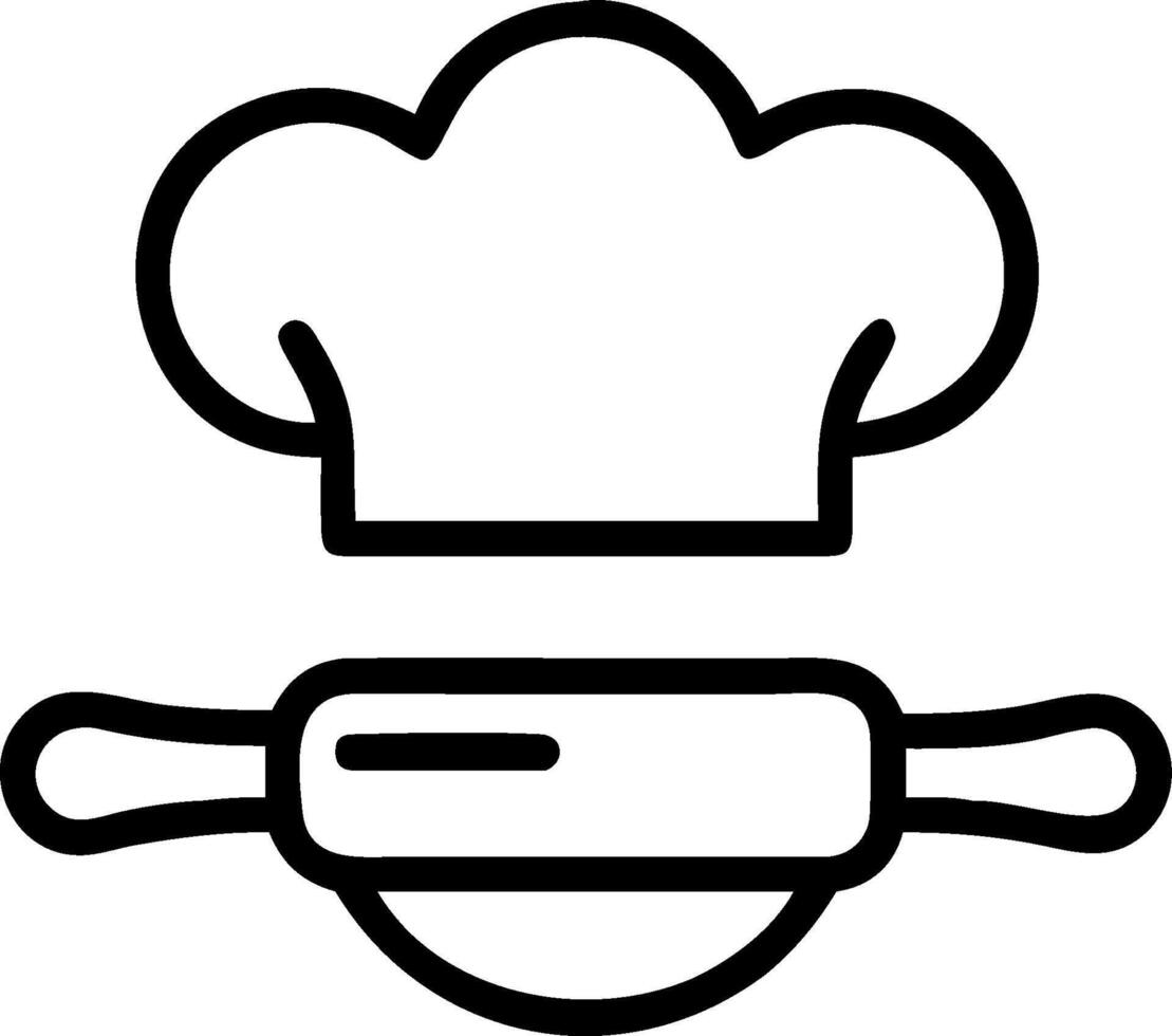 Chef hat and rolling pin icon with copy space for kitchen promotions concept as A modern chef hat and rolling pin icon design with generous copy space perfect fo vector