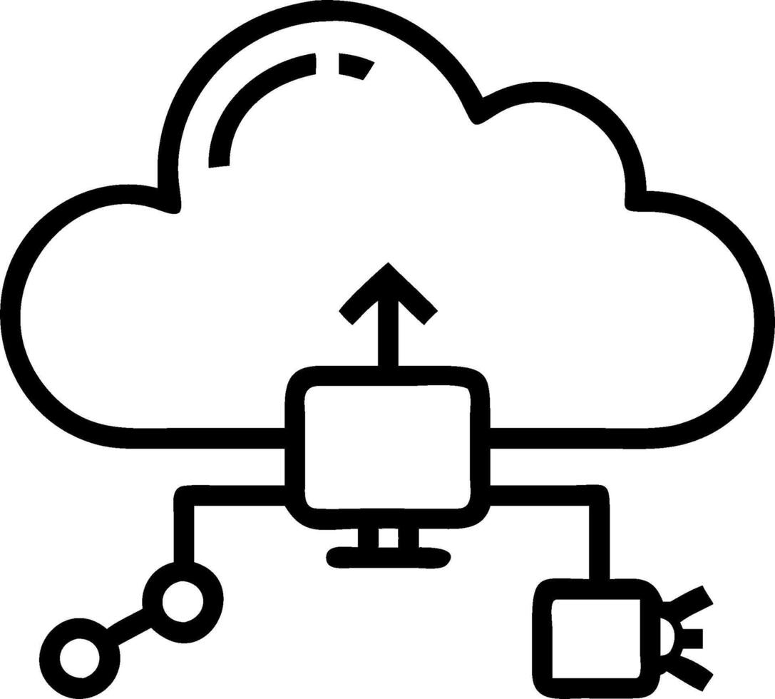Cloud computing and edge computing integration with network and device icons concept as illustration showing integration between cloud computing and edge vector