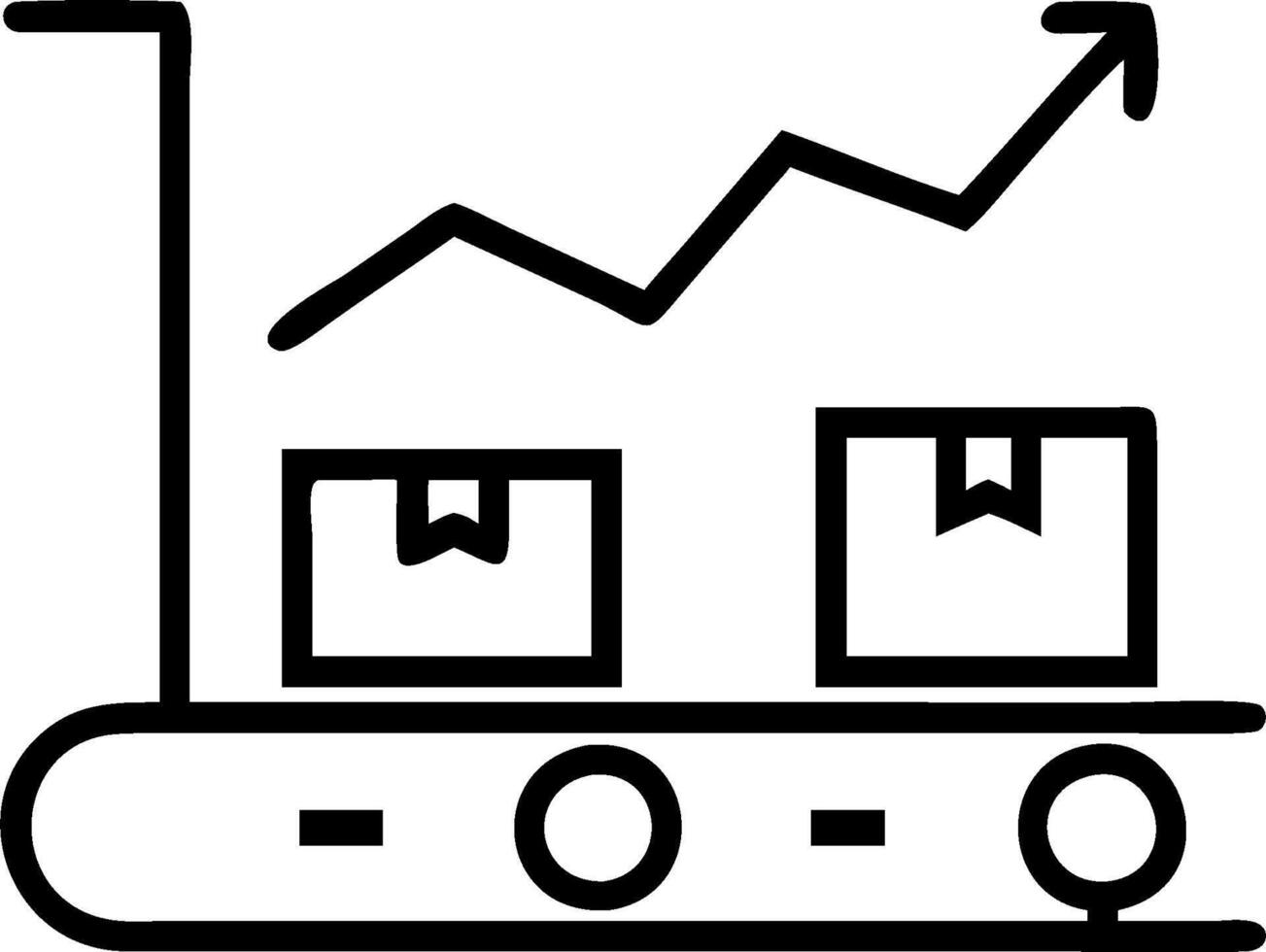 Conveyor system and a performance chart symbolizing warehouse performance optimization in double exposure with copy space. concept as A conveyor system blended w vector