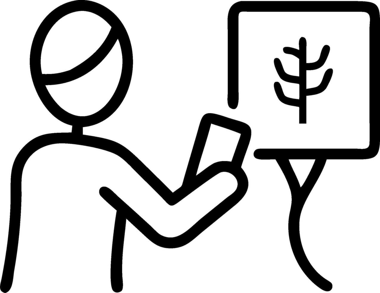 Environmental Educator with Tablet and Students in Nature Reserve concept as Mid shot of an environmental educator using a tablet to teach students about climate vector