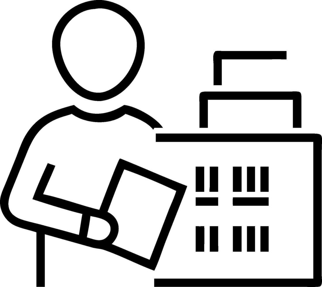 Environmental Lawyer with Digital Documents and Legal Briefs in Office concept as Long shot of an environmental lawyer reviewing digital documents and legal brie vector