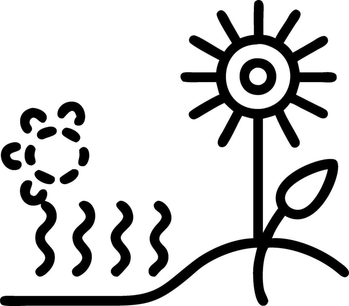 Extreme Heat and Blooming Garden concept as A view depicting extreme heat and a blooming garden set against a whimsical background offering ample space for text vector