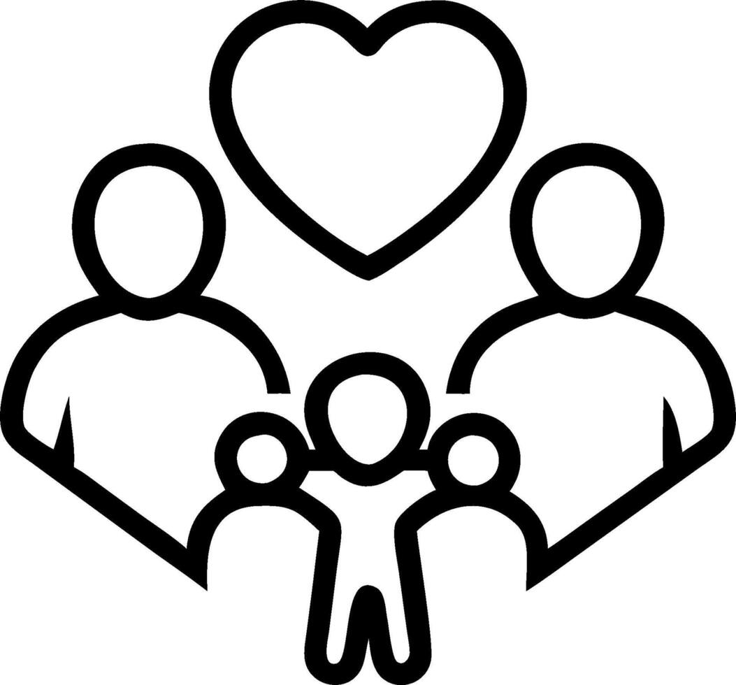 Family Counselor with Family and Heart concept as An image of a family counselor with a family and heart symbol set against a whimsical background offering ample vector