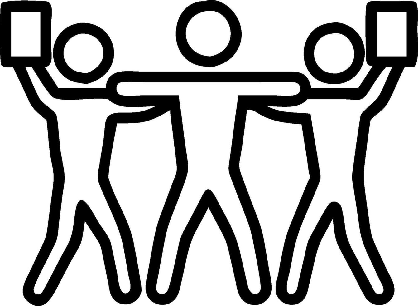 Figures lifting a heavy weight together symbolizing strength and teamwork with ample space for text. concept as Figures lifting a heavy weight together represent vector