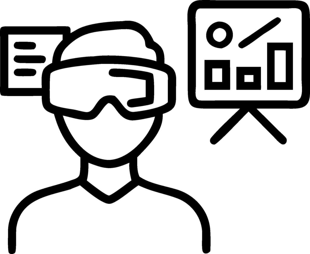 Financial Analyst with Laptop and Data in High Tech Office concept as Long shot of a financial analyst with a laptop and data in a high tech office. The setting vector