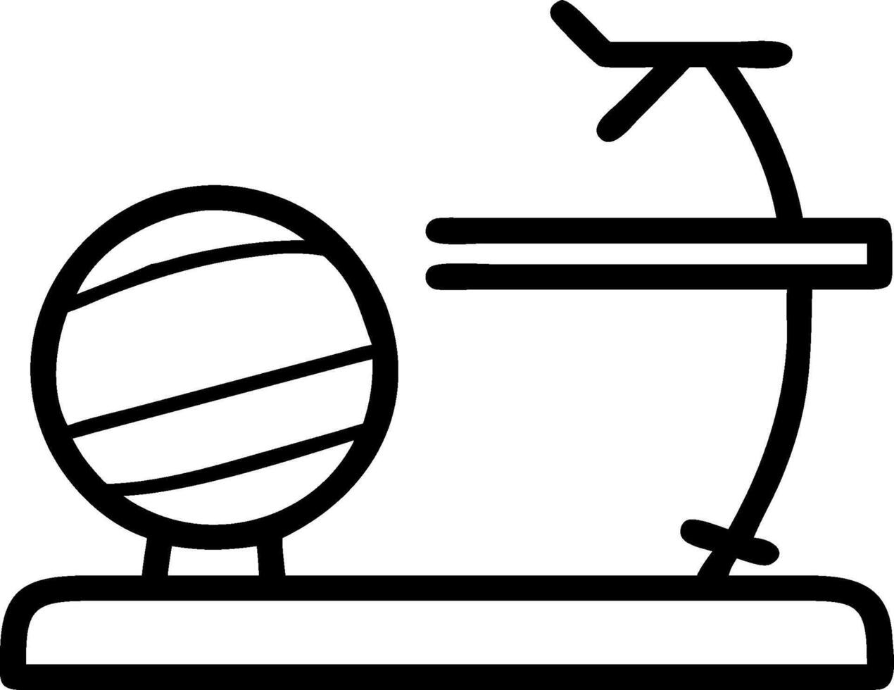 Fitness ball and a standing desk converter symbolizing exercise and ergonomics with ample space for text. concept as A fitness ball and a standing desk converter vector