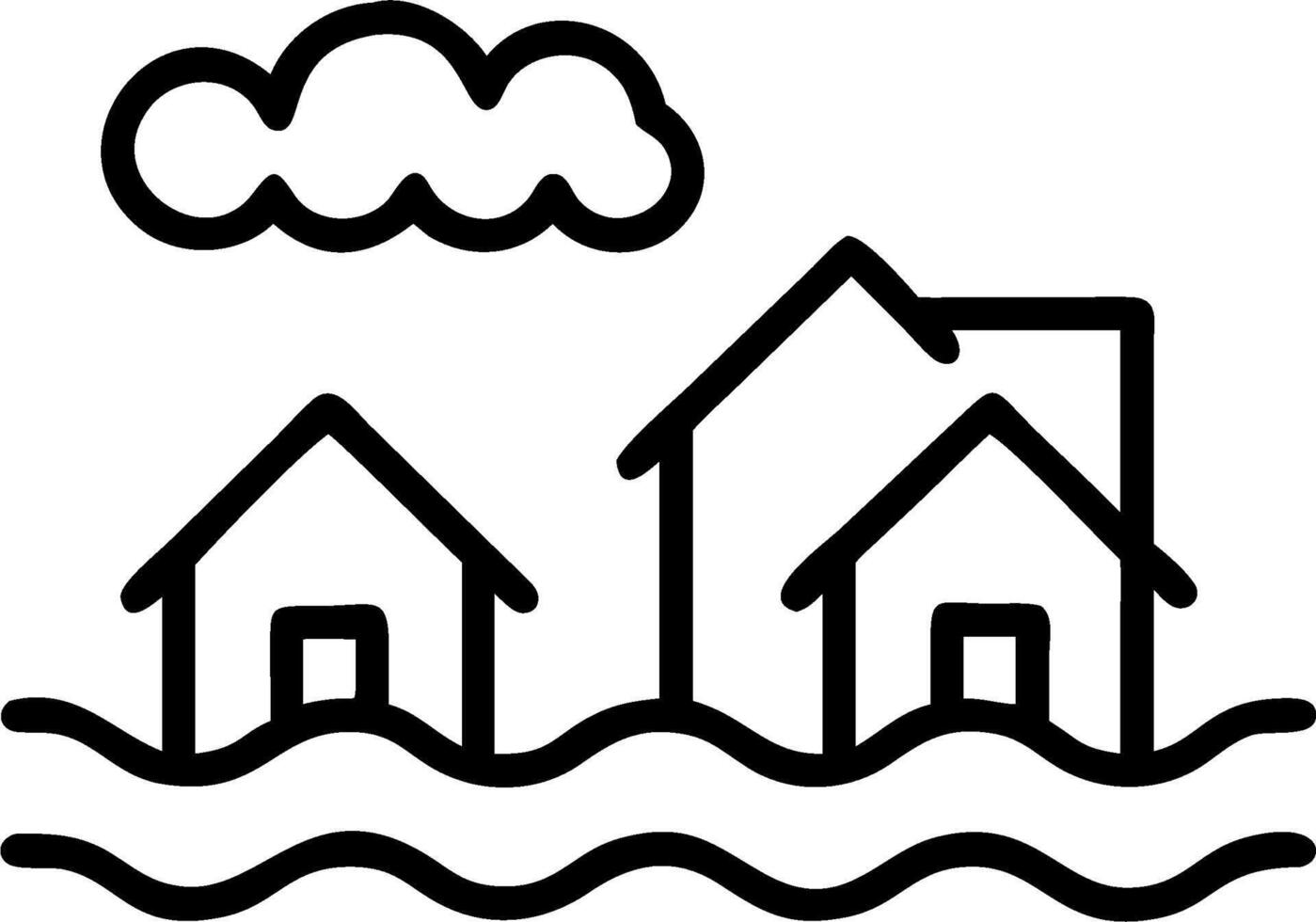 Flooded Area and Prosperous Village concept as A view of a flooded area and a prosperous village set against a dreamy background offering ample space for text or vector