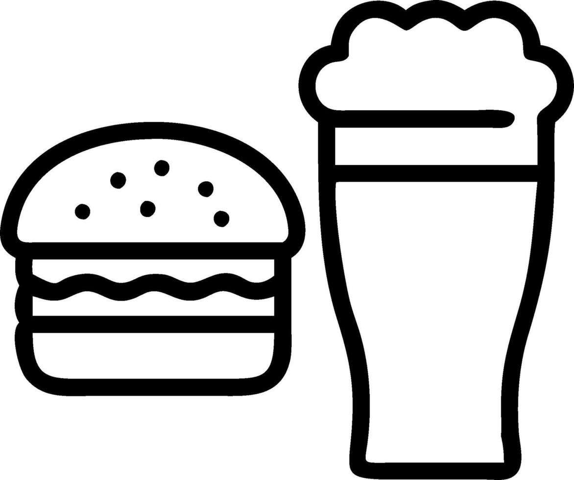 Glass of beer and a burger symbolizing pub favorites with ample space for text. concept as A glass of beer and a burger representing popular pub favorites and ca vector