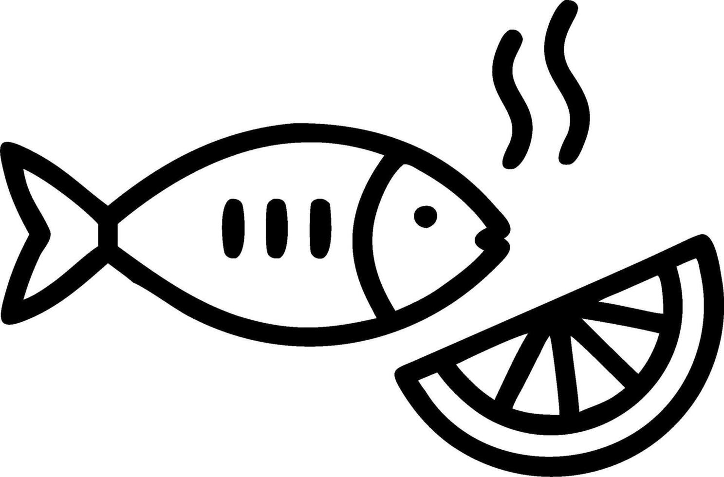 Grilled fish and a lemon wedge symbolizing seafood dining with ample space for text. concept as A grilled fish and a lemon wedge representing the essence of seaf vector