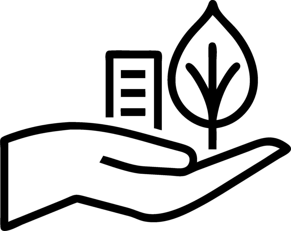 Hand holding a cut leaf in a green field concept as A hand gently holding a cut leaf in a lush green field symbolizing environmental responsibility and sustainab vector