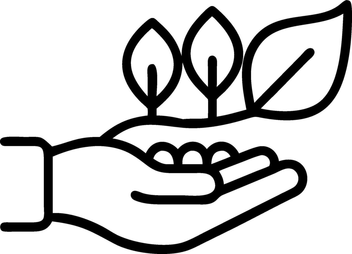 Hand holding a cut leaf in a green field concept as A hand gently holding a cut leaf in a lush green field symbolizing environmental responsibility and sustainab vector