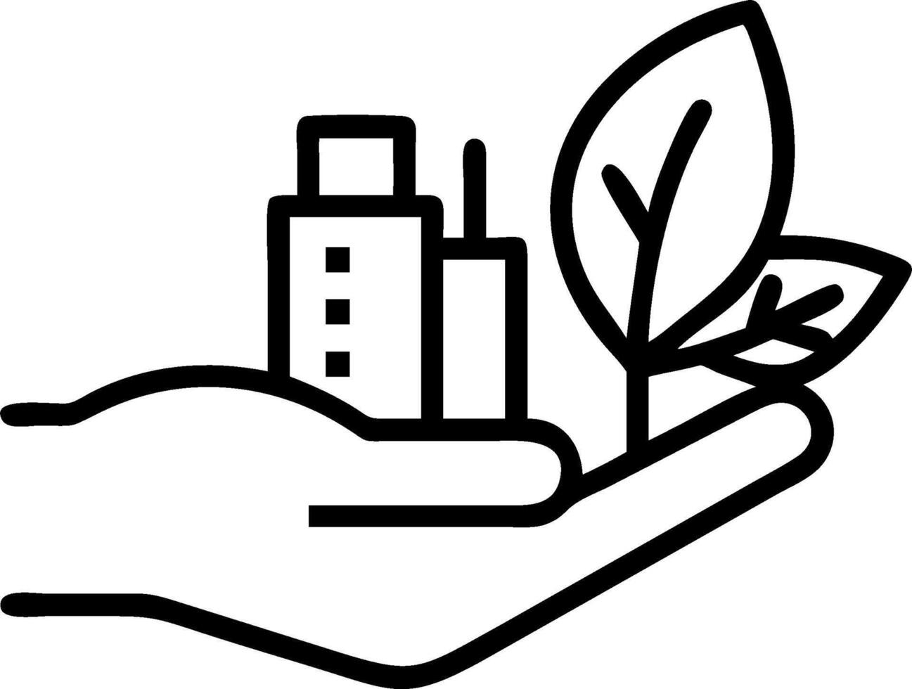 Hand holding a cut leaf in a green field concept as A hand gently holding a cut leaf in a lush green field symbolizing environmental responsibility and sustainab vector