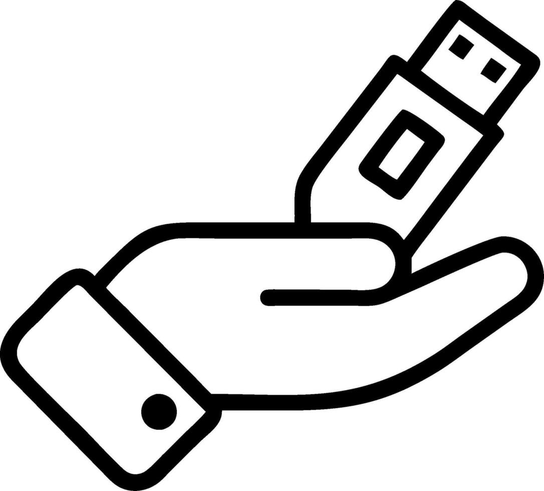 Hand Holding USB Security Key concept as A hand holding a USB security key against a plain background providing ample space for text or additional elements. in P vector
